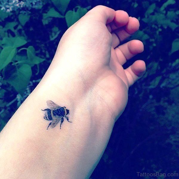 Delightful Bee Tattoo On Wrist