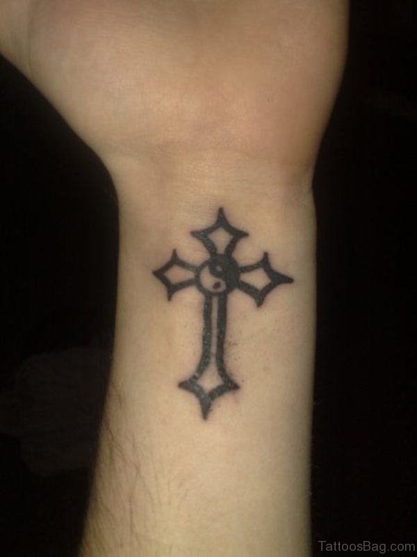 Delightful Black Cross Tattoo Design