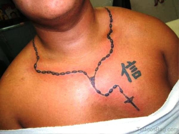 Delightful Rosary Tattoo On Neck