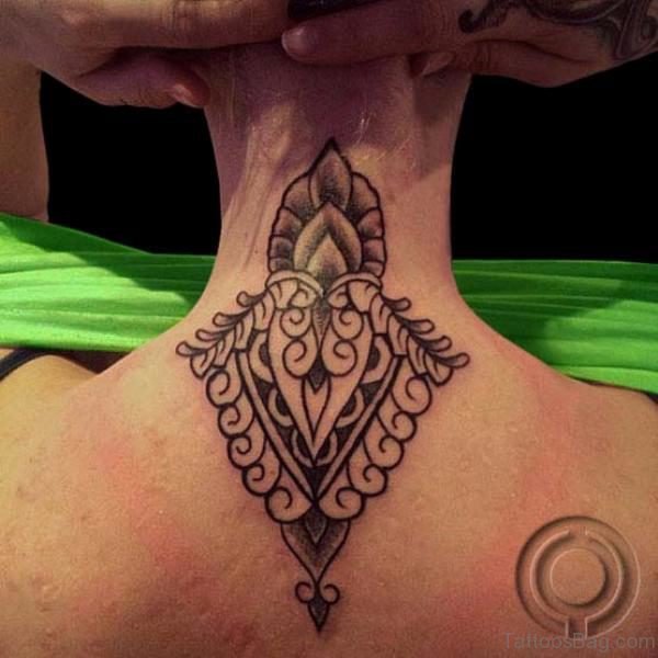 Designer Black Tribal Neck Tattoo