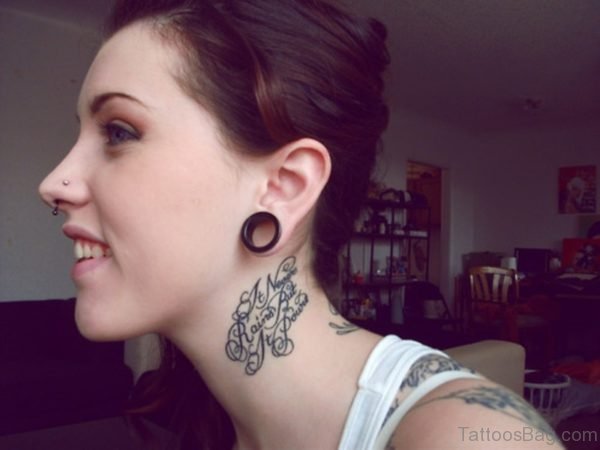 Designer Music Neck Tattoo