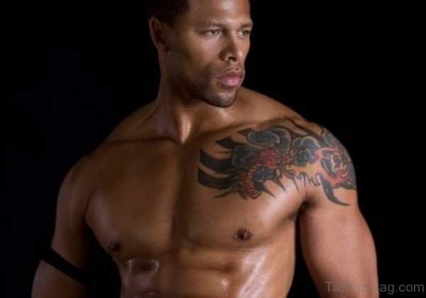 Designer Tattoo On Left Shoulder