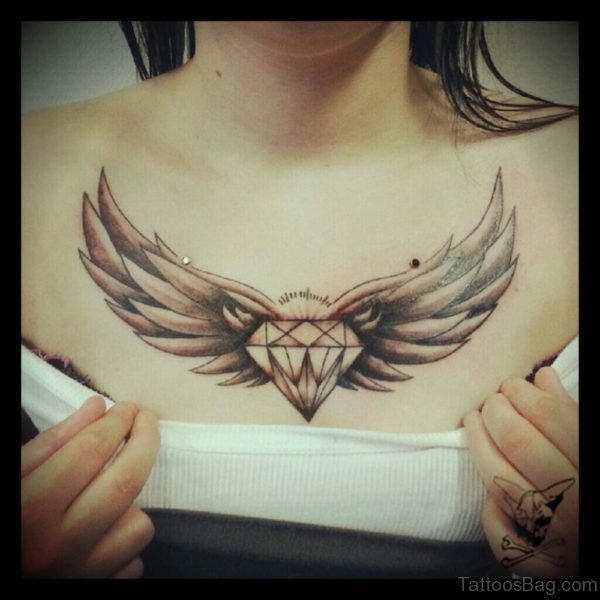 Diamond And Wings Tattoo