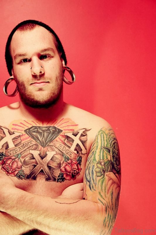 Diamond Chest Piece Tattoo Design