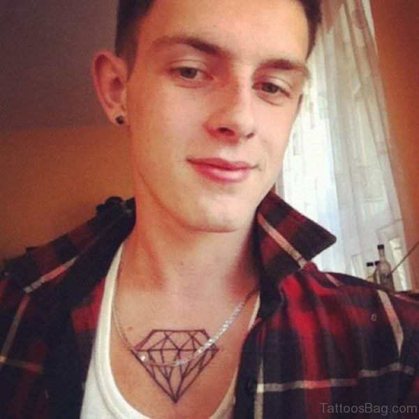 Diamond Outline Tattoo On Chest