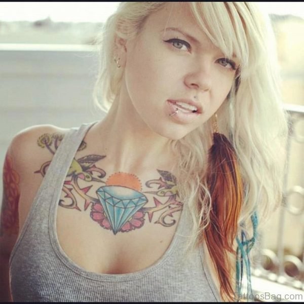 Diamond Tattoo On Chest For Girls