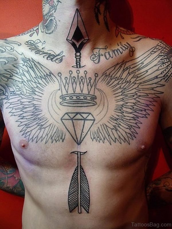 Diamonds Tattoo On Chest