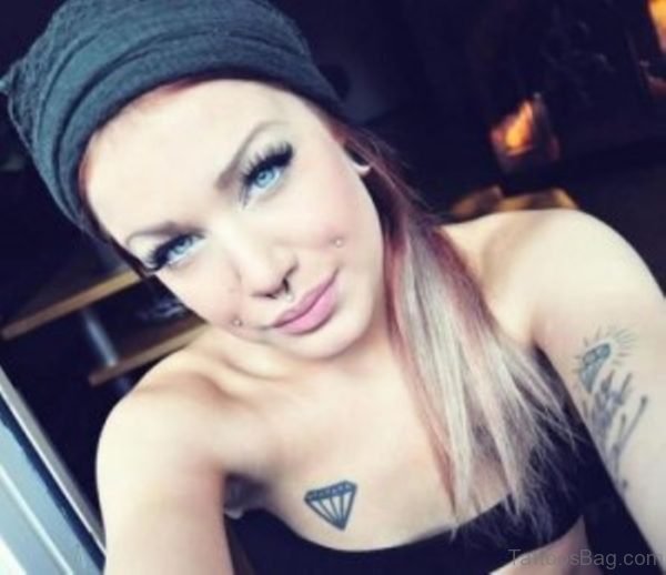 Dimple Piercing And Diamond Tattoo