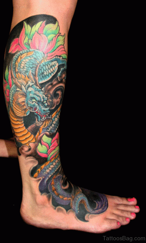 Dragon And Lotus Tattoo