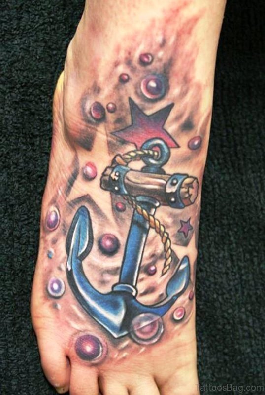 Elegant Anchor Tattoo On Foot