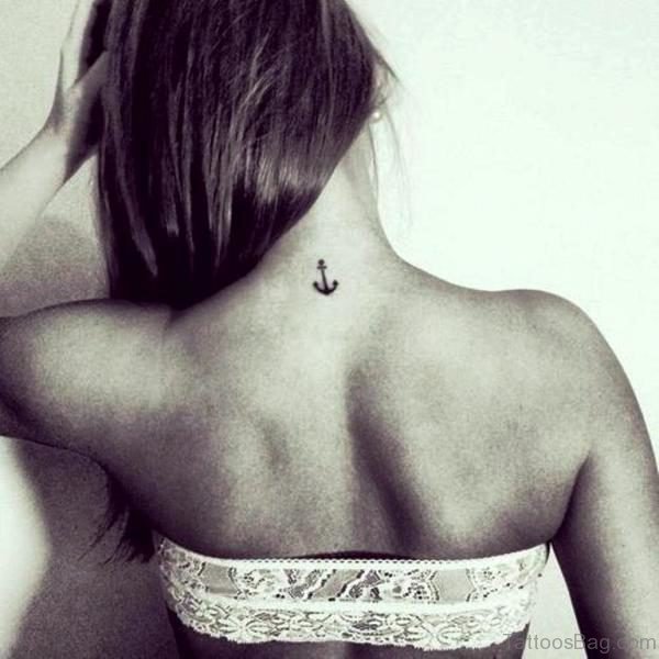 Elegant Anchor Tattoo On Neck