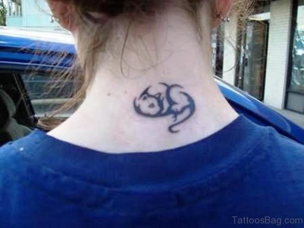 Elegant Cat Neck Tattoo