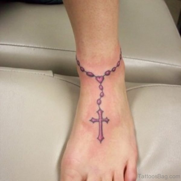 Elegant Cross Tattoo On Ankle