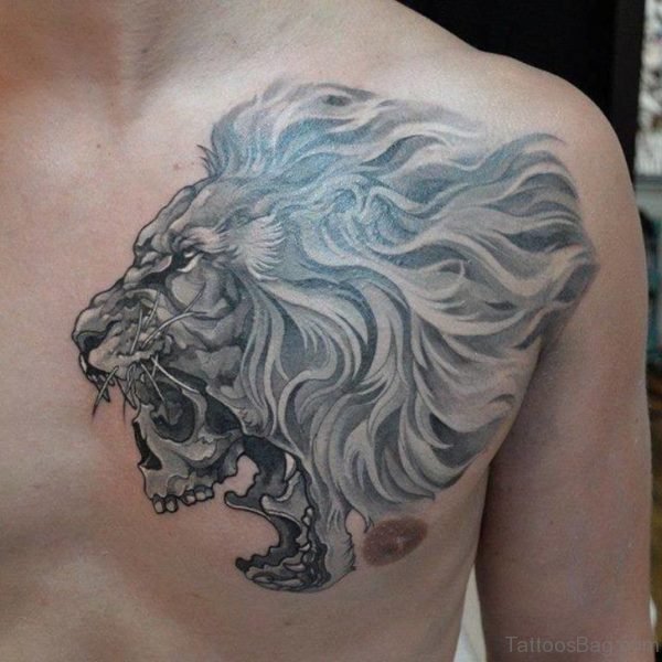 Elegant Lion Tattoo Design On Chest