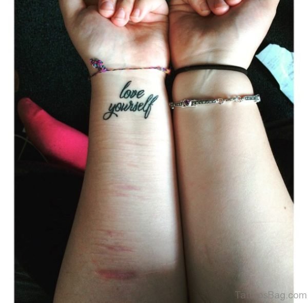 Elegant Love Yourself Tattoo On Wrist