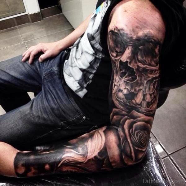 Elegant Shoulder Skull Tattoo