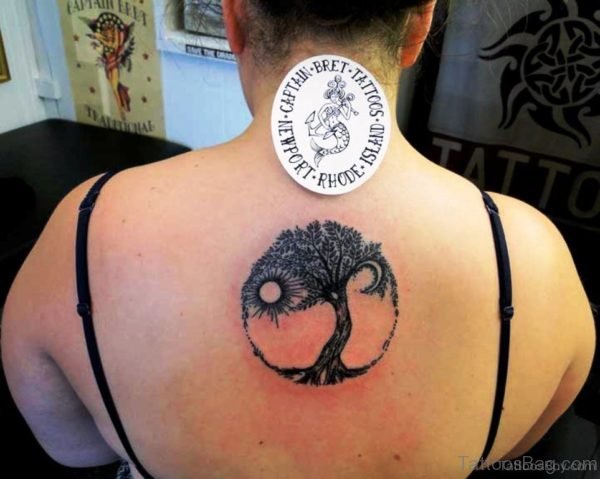 Excellent Celtic Tree Tattoo On Back