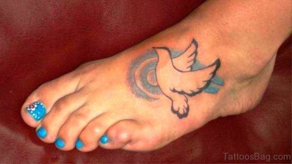 Excellent Dove Tattoo On Foot