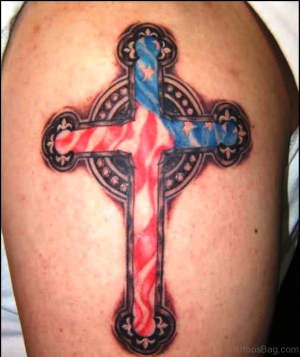 Fabulous American Flag Shoulder Tattoo
