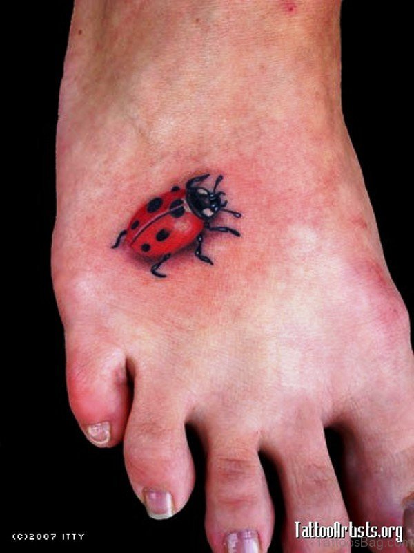 Fabulous Ladybug Tattoo On Foot