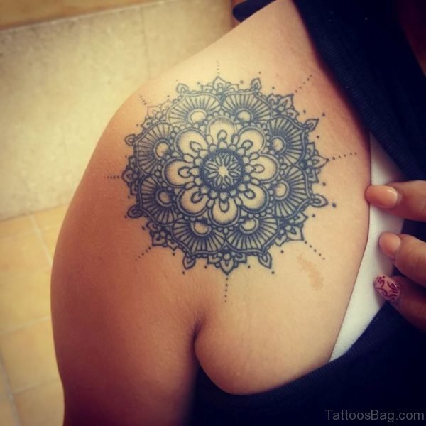 Fabulous Mandala Tattoo Design On Shoulder