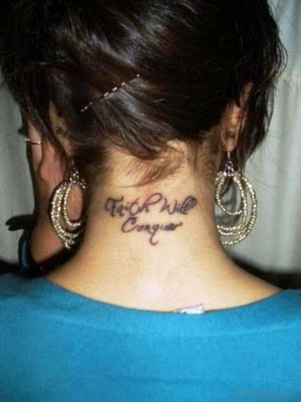 Faith Will Conquer Lettering Tattoo