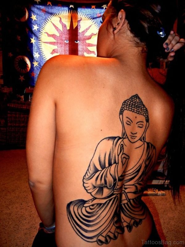 Fantastic Buddha Tattoo On Back Body