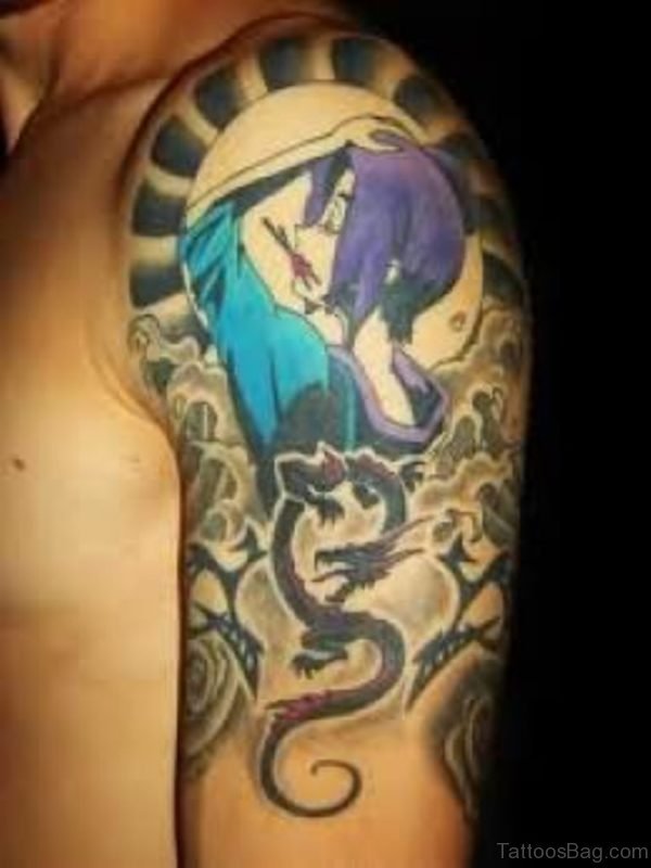 Fantastic Geisha Tattoo On Shoulder