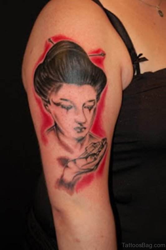 Female Shoulder Japanese Geisha Tattoos
