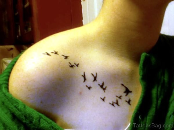 Flock Of Birds Shoulder Tattoo