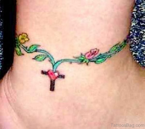 Flower And Cross Tattoo