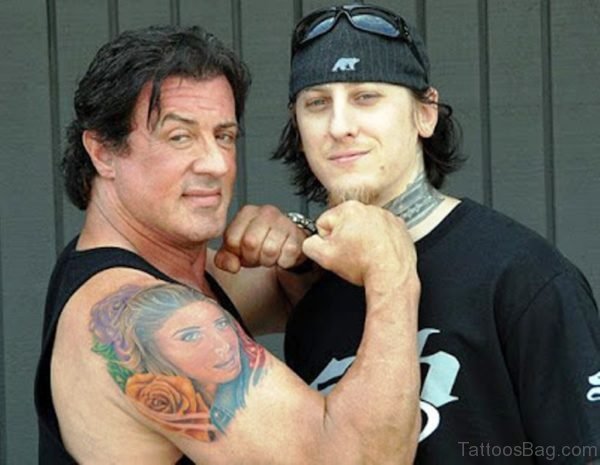 Flower And Girl Portrait Tattoo