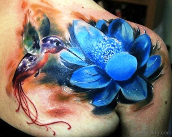 Flower And Hummingbird Tattoo