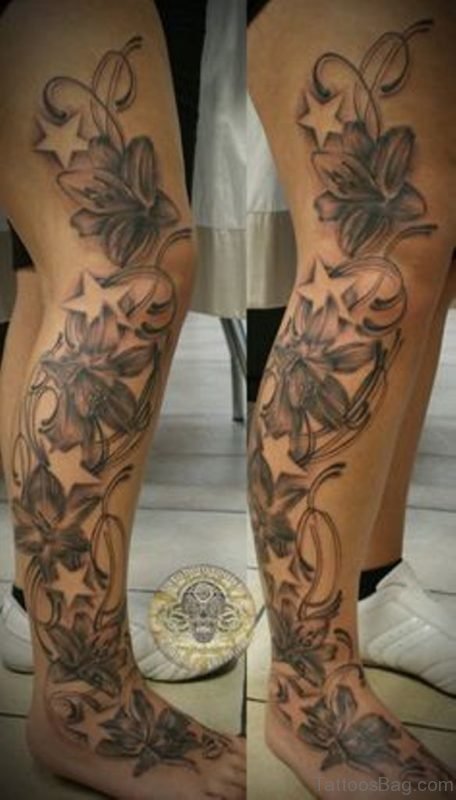 Flower And Star Tattoo 