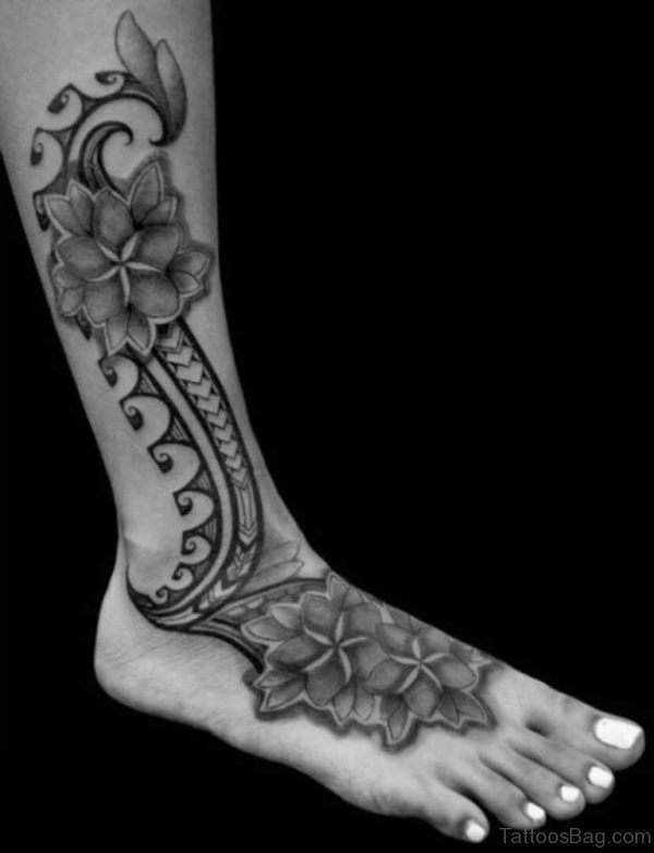 Flower And Tribal Tattoo