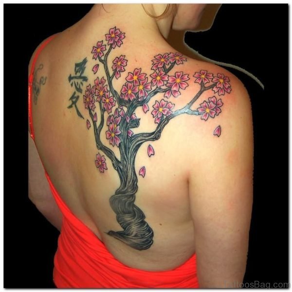 Flower Tattoo On Back Shoulder