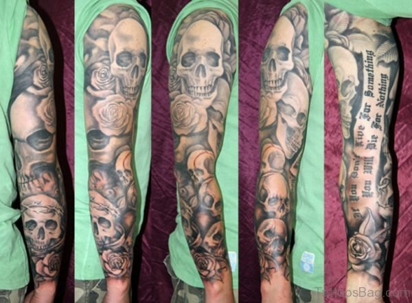 Flowers And Skull Tattoo