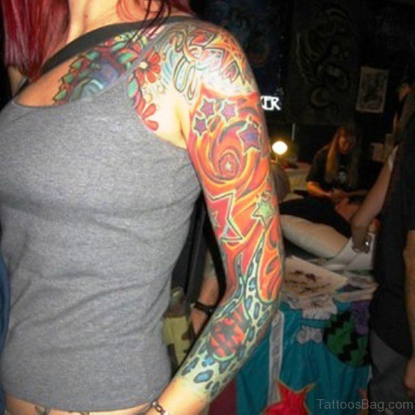 Flowers With Stars Tattoo