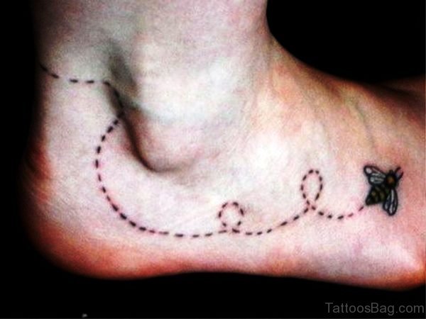 Flying Bee Tattoo On Foot 