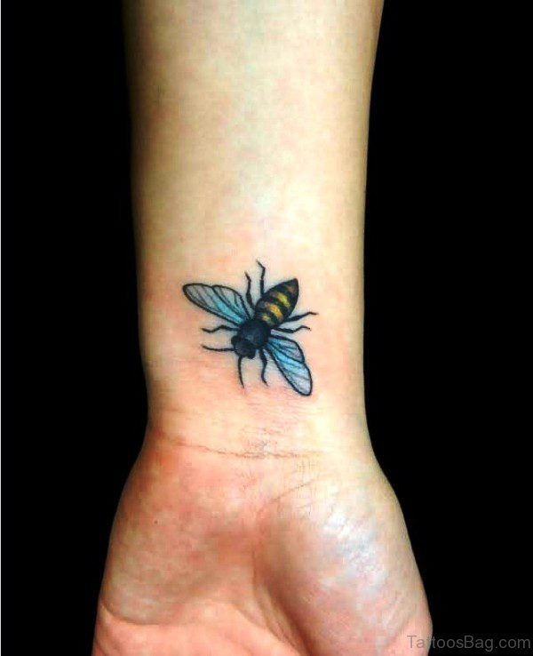 Flying Bee Tattoo On Wrist
