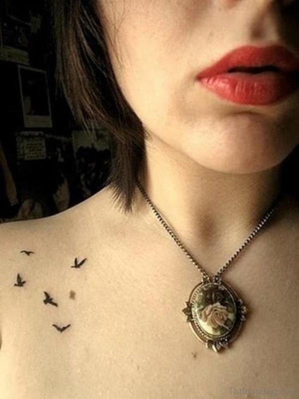 Flying Bird Tattoo On Chest