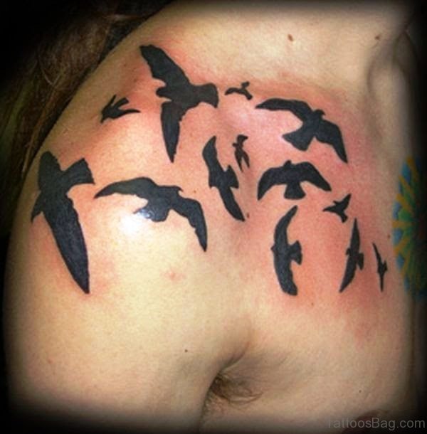 Flying Birds Shoulder Tattoo
