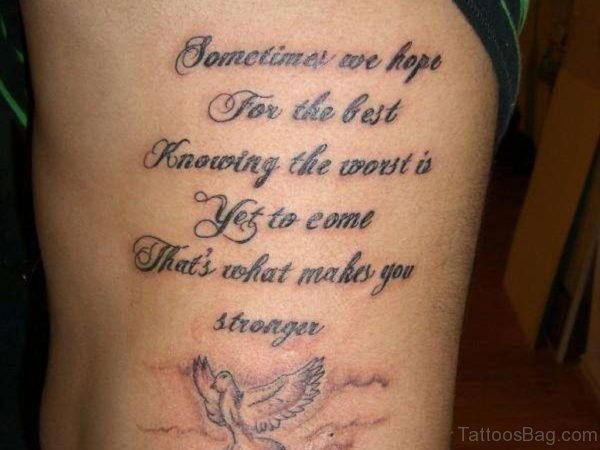 Flying Dove And Wording Tattoo