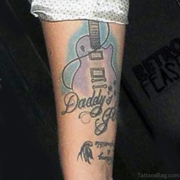 Forearm Guitar Tattoo For Girls