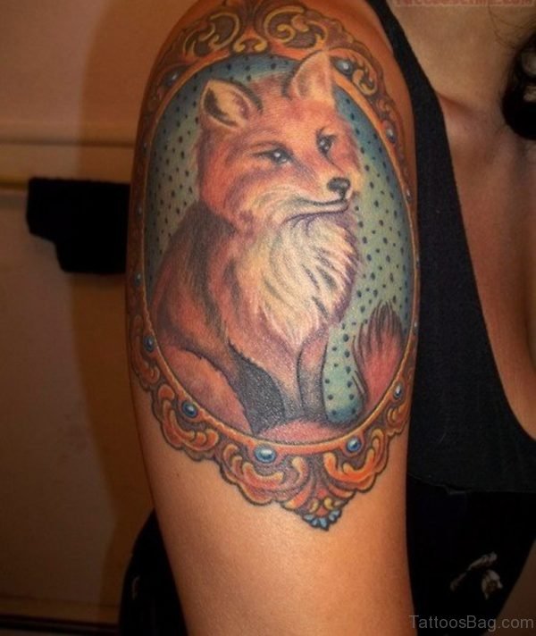 Fox Mirror Tattoo On Shoulder