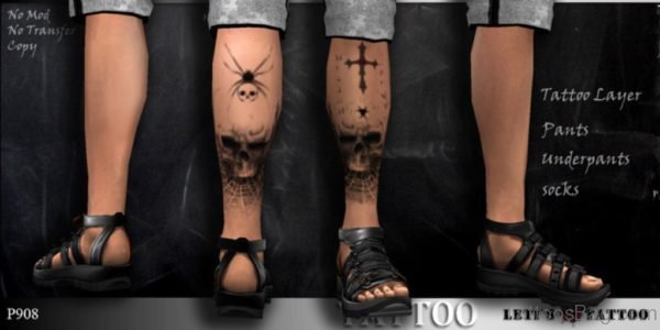 Front Leg Skull Tattoo Design