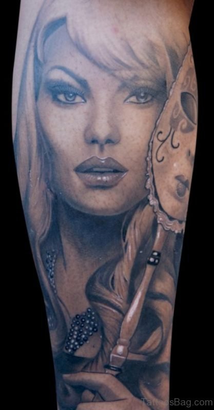 Funky Girl Portrait Tattoo