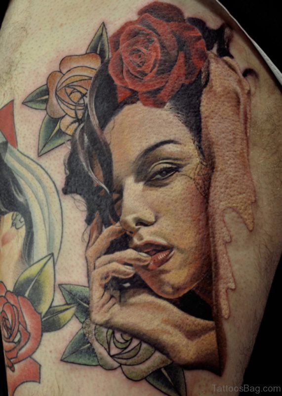 Funky Portrait Girl Tattoo