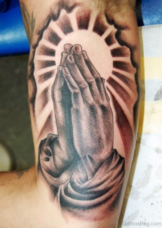 Funky Praying Hands Tattoo 