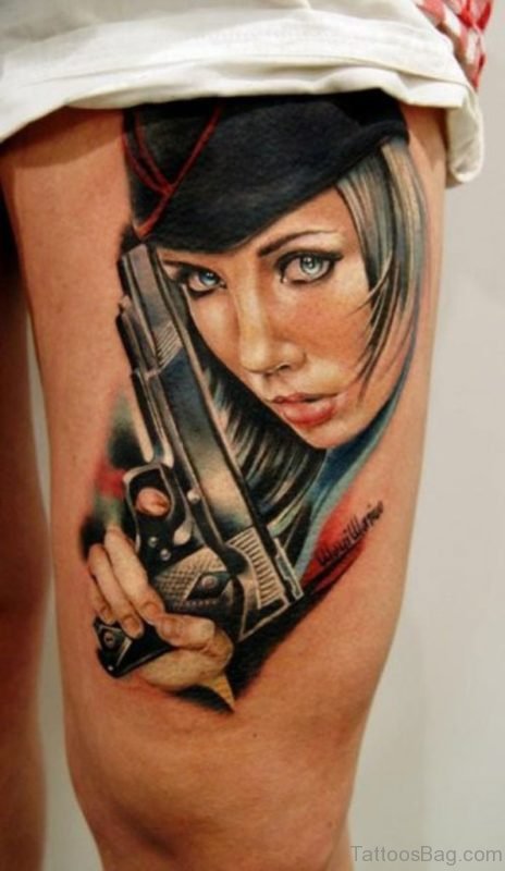 Gangster Girl Face Tattoo